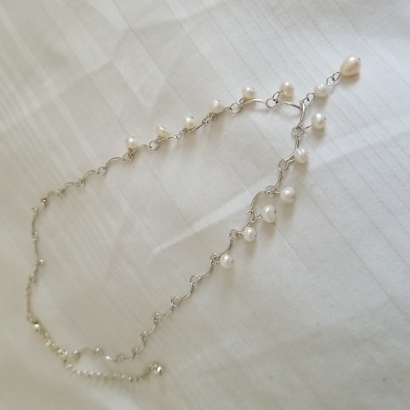 Silver Freshwater Pearl Necklace - Picture 2 of 5